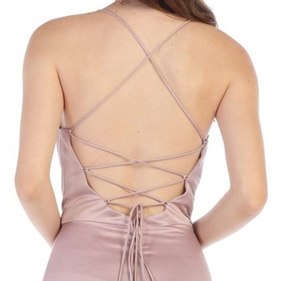 NWT May Queen MQ1594 Satin Prom Dress Purple Size 2 - Picture 5 of 10